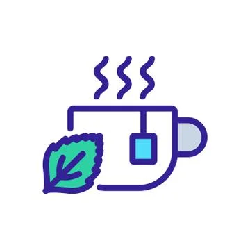 Mint tea in cup icon vector outline illustration Stock Illustration