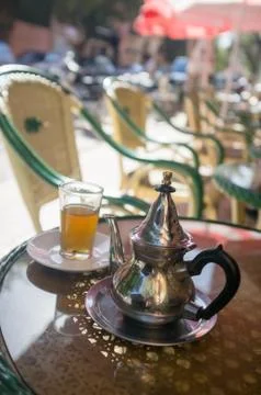 Mint tea in a Marrakech cafe Stockillustratie