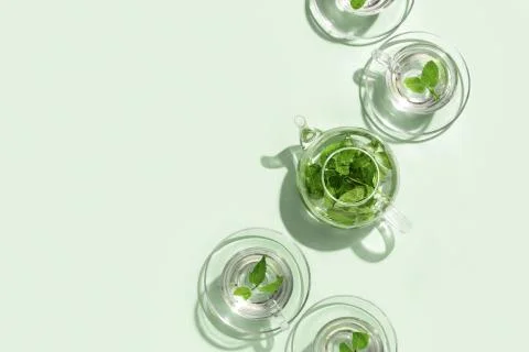 Mint tea minimal concept, copy space for a text Stock Photos