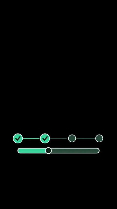 Mint UI progress bar animation, vertical 9:16, black background Stock Footage 346888337
