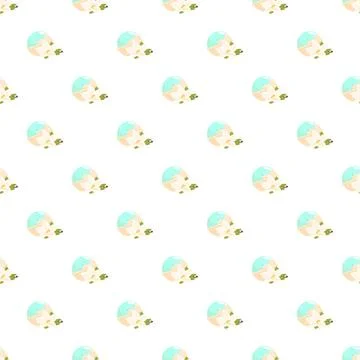 Mint vanilla ice cream with flower seamless repeating pattern イラスト素材
