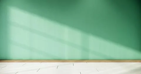 Mint wall background and white wooden floor on empty room. 3D rendering Stock Illustration