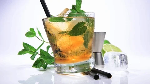 Mint Whisky Cocktail Stock Footage 104002696