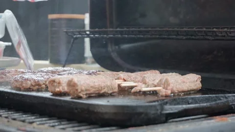 Minted Lamb Kebabs Being Placed On Barbeque Stock Footage 240086748