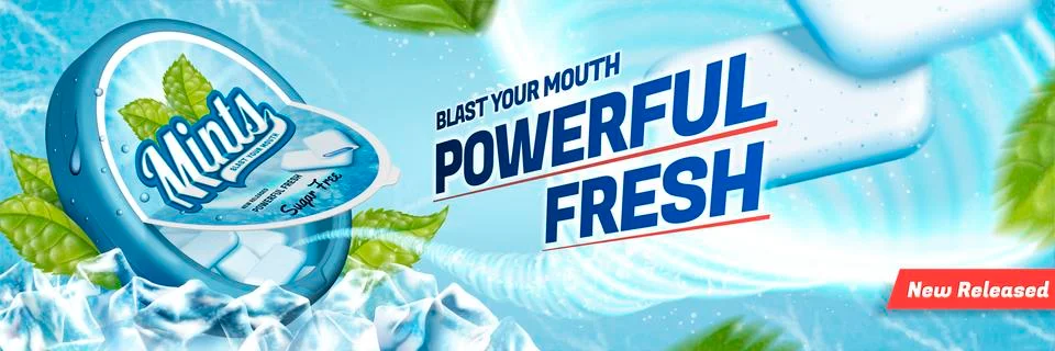Mints gum ads Stock Illustration