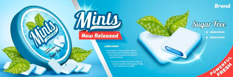 Mints gum ads Stock Illustration