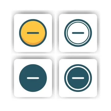 Minus button icon for mobile, web, and presentation with flat color vector il Ilustración de archivo