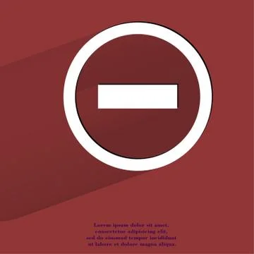 Minus. Flat modern web button with long shadow and space for your text. Stock Illustration