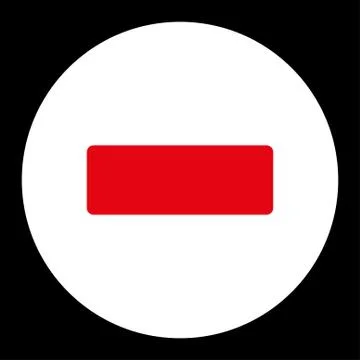 Minus flat red and white colors round button Illustrazione stock