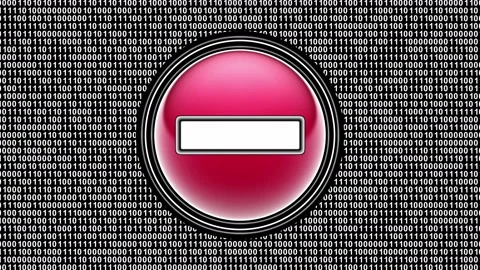 Minus icon. Binary code ( array of bits ) in the screen. Looping footage. Stock Footage 123768183