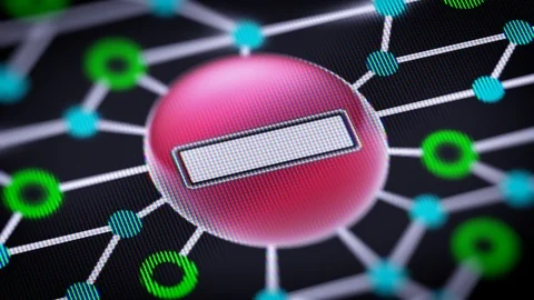Minus icon. Circuit board in the screen. Looping footage with codec Prores 4444. Stock Footage 109189910