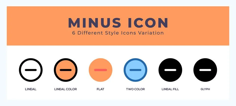 Minus icon set with different styles. Design elements for logo. Vector illu.. Illustrazione stock