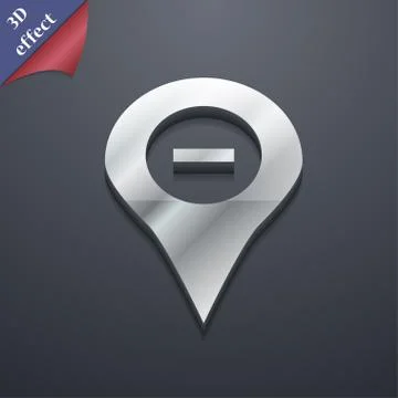 Minus Map pointer, GPS location  icon symbol. 3D style. Trendy, modern design Illustrazione stock