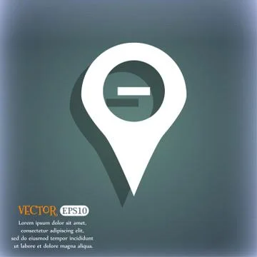 Minus Map pointer, GPS location  icon symbol on the blue-green abstract backg Stock Illustration