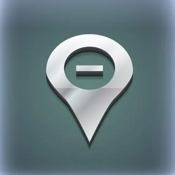 Minus Map pointer, GPS location icon symbol. 3D style. Trendy, modern design wit Illustrazione stock