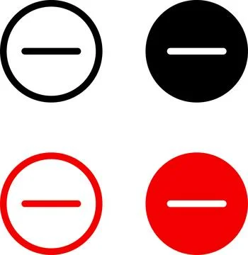 Minus remove icon set. Stop sign. Horizontal line, dash inside circle outline Stock Illustration
