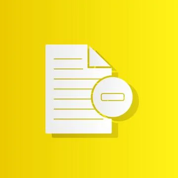 Minus text file white icon with shadow Stock Illustration