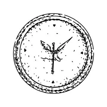 Minute clock sketch hand drawn vector Stock Illustration