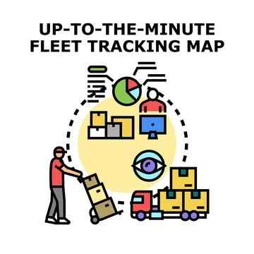 Up to the minute fleet tracking and logistics delivery icon 스톡 일러스트