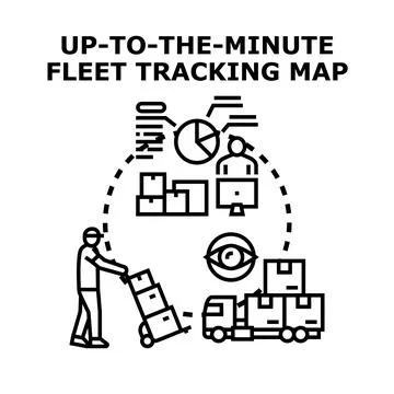 Up to the minute fleet tracking and logistics delivery icon Stock Illustration