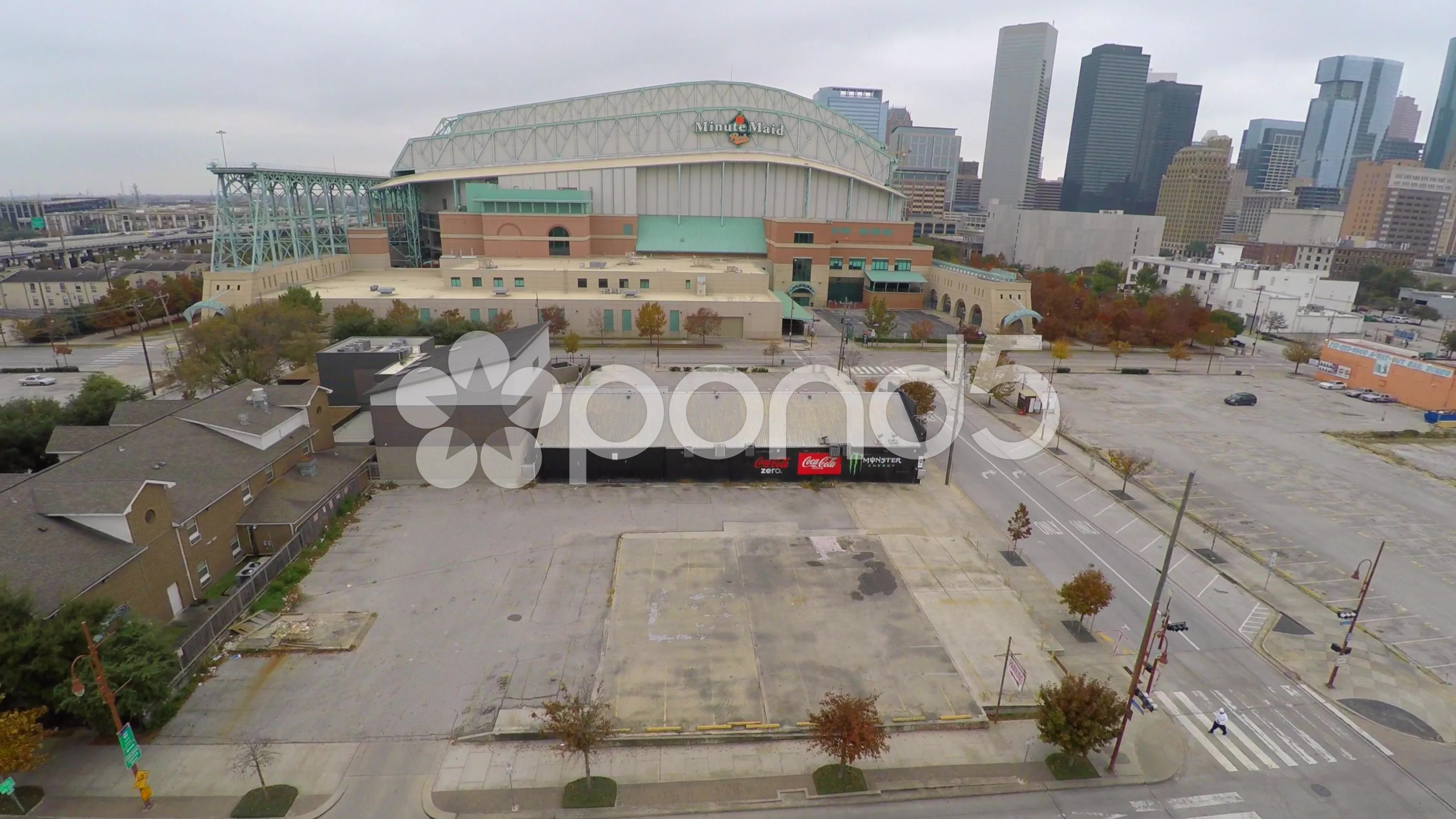 Aerial view of Minute Maid Park in downt, Stock Video