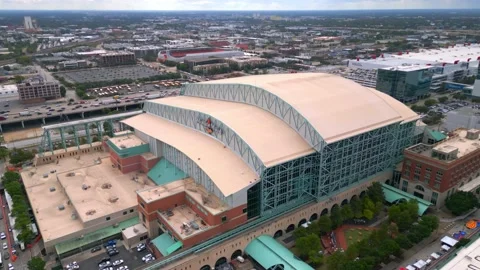 aerial photograph of the Houston Texas Minute Maid Park home to Astros  baseball stadium, Houston, Texas, Aerial Archives