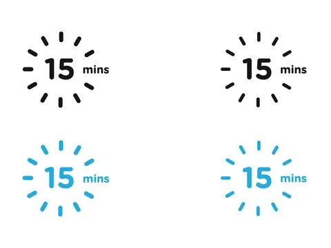 Minute timer icon black and white vector outline sign Illustrazione stock