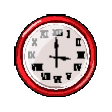 Minute wall clock pixel art vector illustration Stock Illustration
