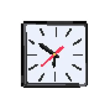 Minute wall clock pixel art vector illustration Stock Illustration