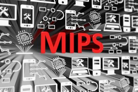 MIPS concept blurred background 3d render illustration 스톡 일러스트