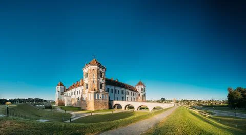Mir, Belarus. Castle Complex Mir. Cultural Monument, UNESCO World Heritage Site Stock Photos