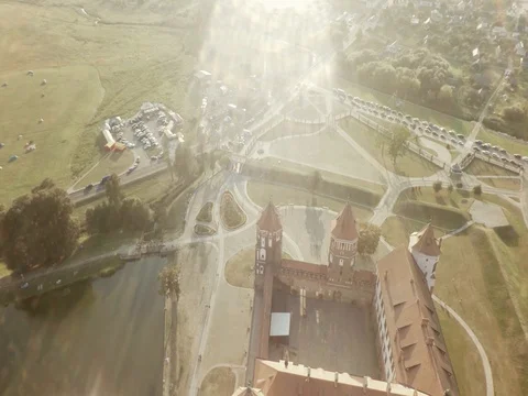 Mir Castle Complex In Belarus. Aerial shoot. 库存影片 81207511