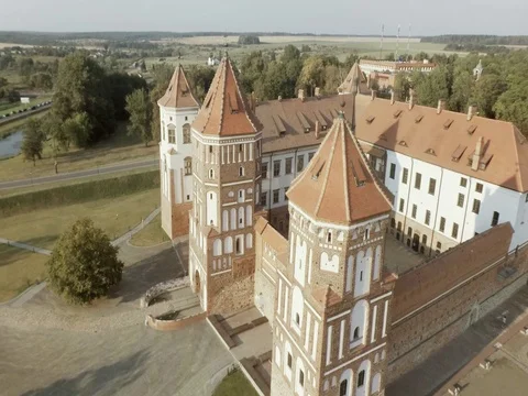 Mir Castle Complex In Belarus. Aerial shoot. 库存影片 81209514