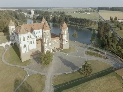 Mir Castle Complex In Belarus. Aerial shoot. 库存影片 81214542