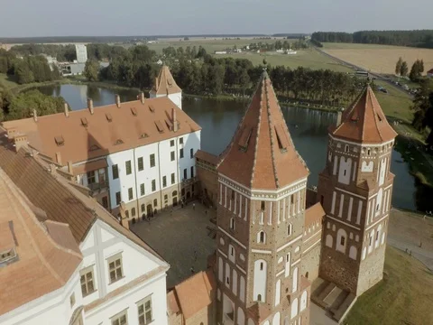 Mir Castle Complex In Belarus. Aerial shoot. 库存影片 81249902