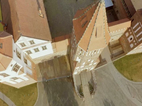 The Mir Castle Complex In Belarus. Aerial shoot. Stock Footage 81272475
