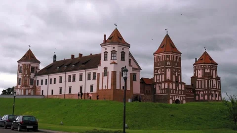 Mir castle complex in belarus on a cloudy day Stock Footage 322672974