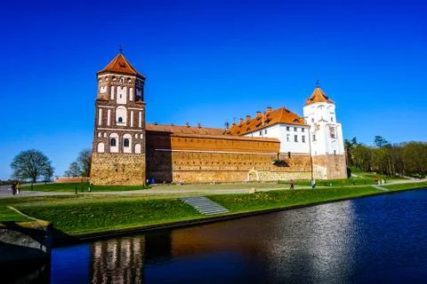 Mir Castle Complex Side Stock Photos