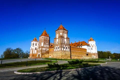 Mir Castle Complex Side View Stock Photos