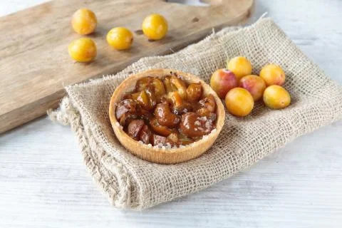 Mirabelle plums pie Stock Photos