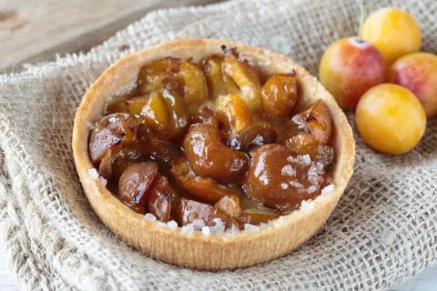 Mirabelle plums pie Stock Photos