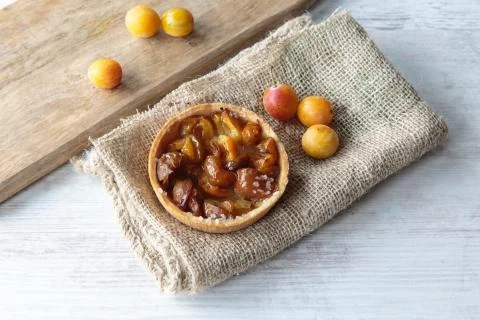 Mirabelle plums pie Stock Photos