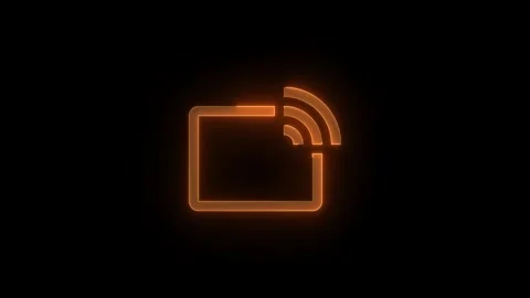 Miracast logo large stroke icon glowing neon animation Stock Footage 289441186