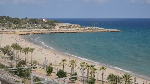Miracle Beach in Tarragona, Spain Stock Footage 92323279