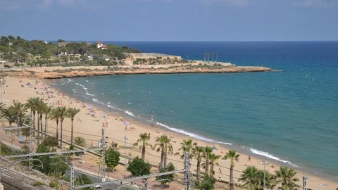 Miracle Beach in Tarragona, Spain Time Lapse Stock Footage 92323230