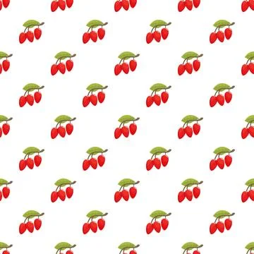 Miracle fruit berries seamless pattern with red tropical sweet fruits Illustrazione stock