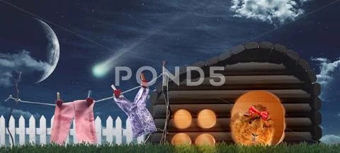 Miracle midnight in the village. abstract natural backgrounds for your design Stock Photos