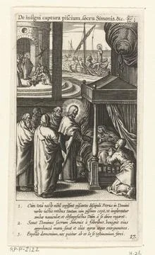 Miracles performed by Christ; The Insigni Captura Piscium, Socru Simonis &... Stock Photos