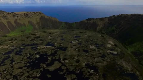 Mirador Volcano Rano Kau Easter Island, Rapa Nui Stock Footage 60005265