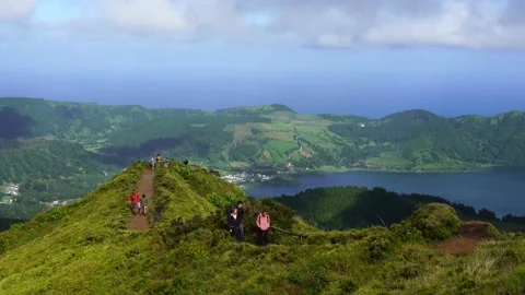 Miradouro da Boca Do Inferno Lookout Point, Sete Cidades Stock Footage 144247807